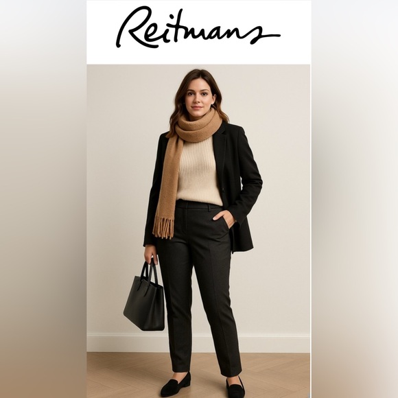 Reitmans Slim Leg Stretch Trousers – Size 18 – Charcoal grey green - Picture 1 of 5